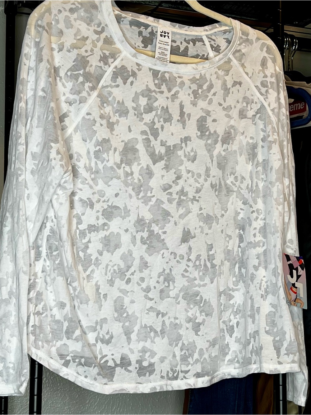 NWT Joy Labs Sheer Long-Sleeve Top - White